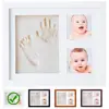 Baby first year souvenir newborn baby collage photo frame wood new born baby footprint Handprint picture frame kits