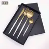 Wedding tableware stainless steel white handle gold plated flatware sets