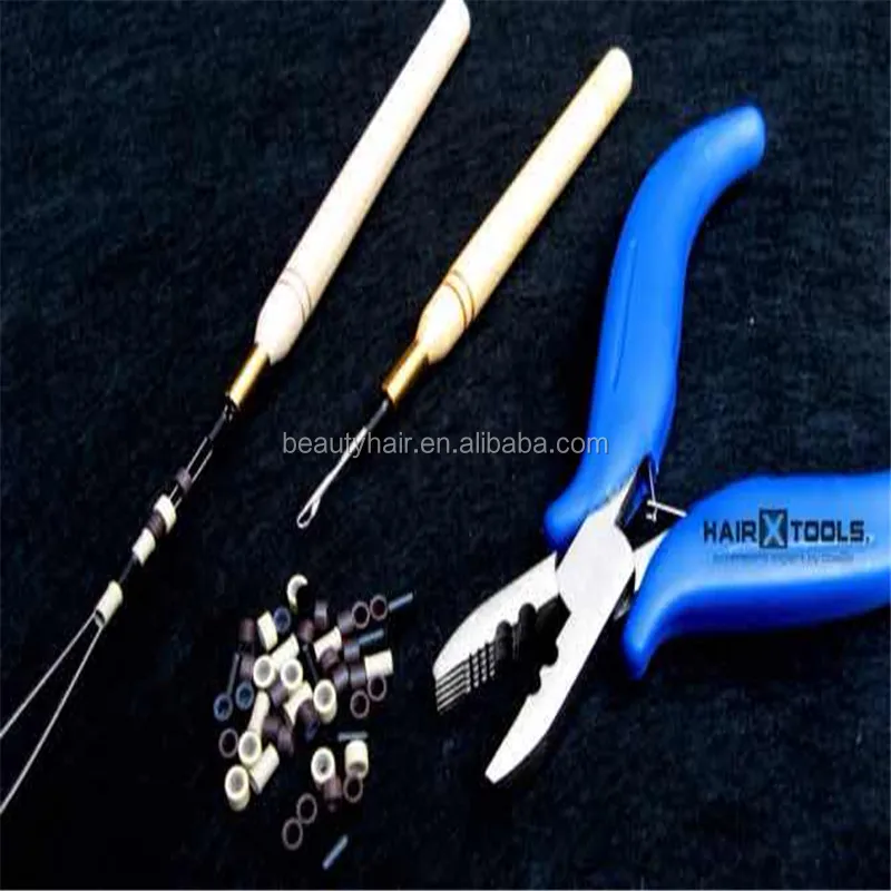 Micro Rings/hooked Crochet Needle Weaving Hair Extensions Tools Wooden