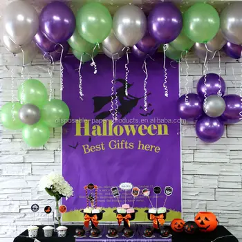 Halloween Party Supplies Dekorationen 12 Zoll Grau Lila Grunen Latex Ballons Partydekorationen Buy 12 Zoll Halloween
