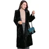 Luxury Shadow Black Denmark Mink Fur Coat Woman Hooded Long Jacket Winter Real Fur Mink Coat