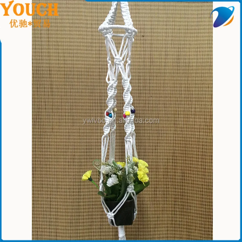 Eco Friendly Chemical Rope White Color Macrame Plant Hanger