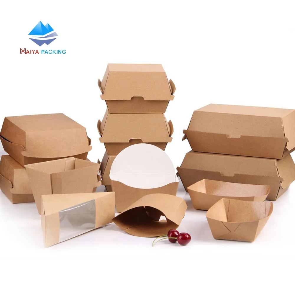 Factory Promotional Custom Packaging Box Kraft Paper Food Tray For