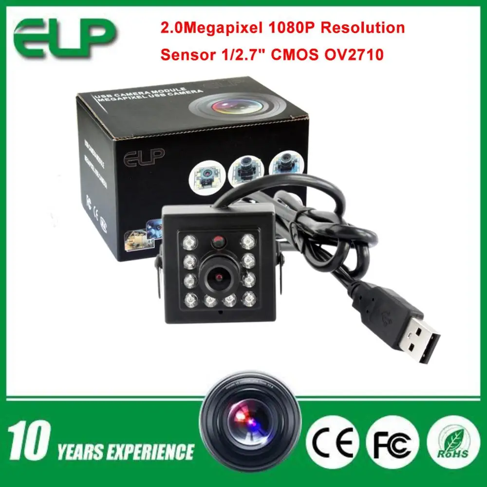 Elp Mjpeg Full Hd 2mp Uvc 1080p Cmos Ir Led Board Night Vision Usb Mini