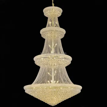 Empire Long Lobby Chandelier Hotel Crystal Hanging Supper Large