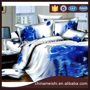 china supplier blue rose flower printed 3d bedding sets 3d