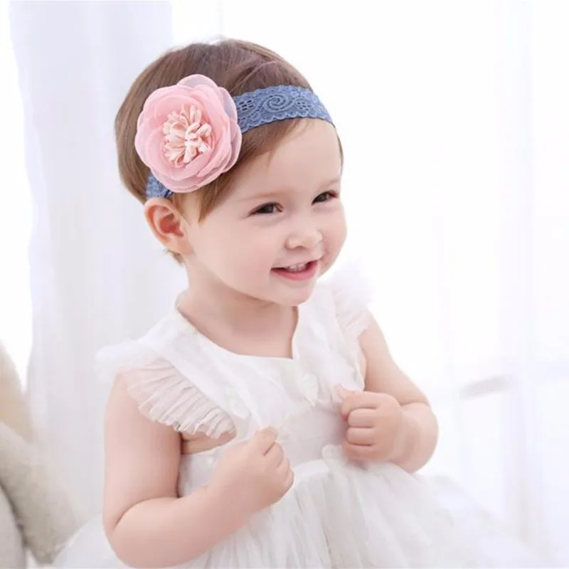 Top Baby Flower Headband Infant Newborn Baby Girl Toddler Christening Photo Prop
