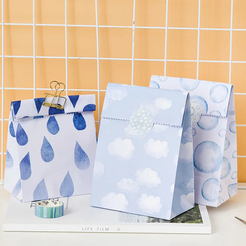 云雨滴泡沫纸袋礼品袋与贴纸圣诞婚礼派对糖果食品包装袋