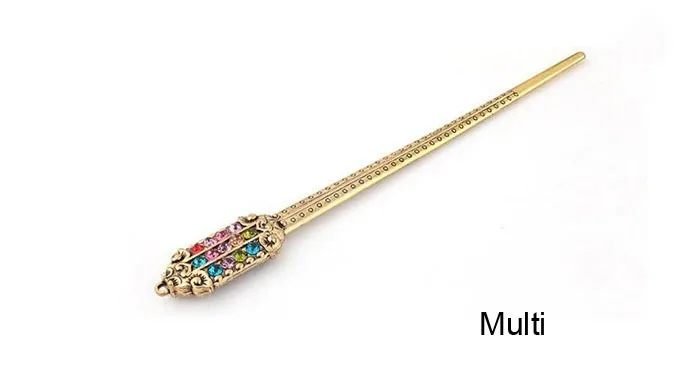 Contracted bunished gold plated hairclip several colours teardrop crystal rhinestone hair jewelry women hair accessories