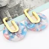 Retro fashion eco-friendly acrylic geometric circular acetate plate stud elegant earrings for women