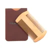 New arrival wooden beard comb set with custom logo leather case pear wood comb