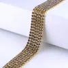 fashion Applique 4mm colorful glass crystal rhinestone compact gold metal cup claw clothing wedding decorations chain 1yard