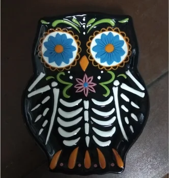 Kustom Hari Orang Mati Meksiko Owl Piring Halloween Owl Piring