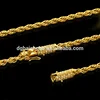 316l stainless steel gold plated rope chains with cz diamond clasp 18k gold men chains