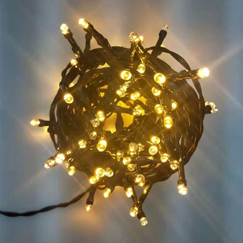 amber warm white color holiday outdoor 100 led string flame effect firefly lights for christmas xmas