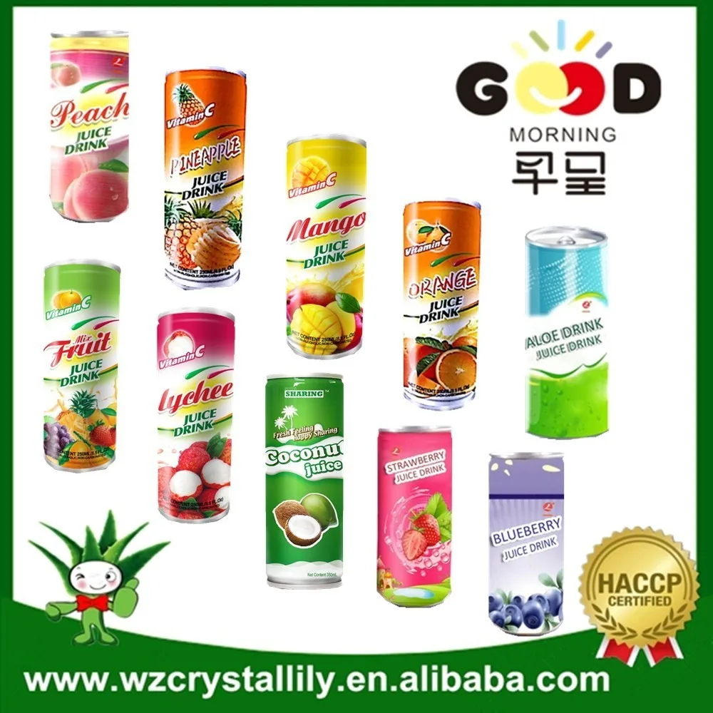 250ml Oem Nectar Juice Drink With Tin Plate Can Low Sugar Or Sugar Free