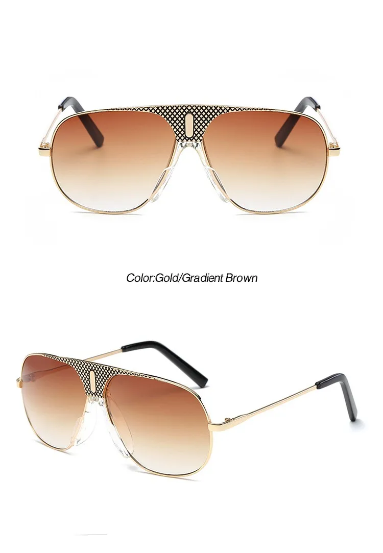 Trendy Retro Sun Shades Glasses Gradient Lnes Metal Frame Aviation Men