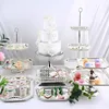 Metal beaded cake stand silver square cake stand CSP-005