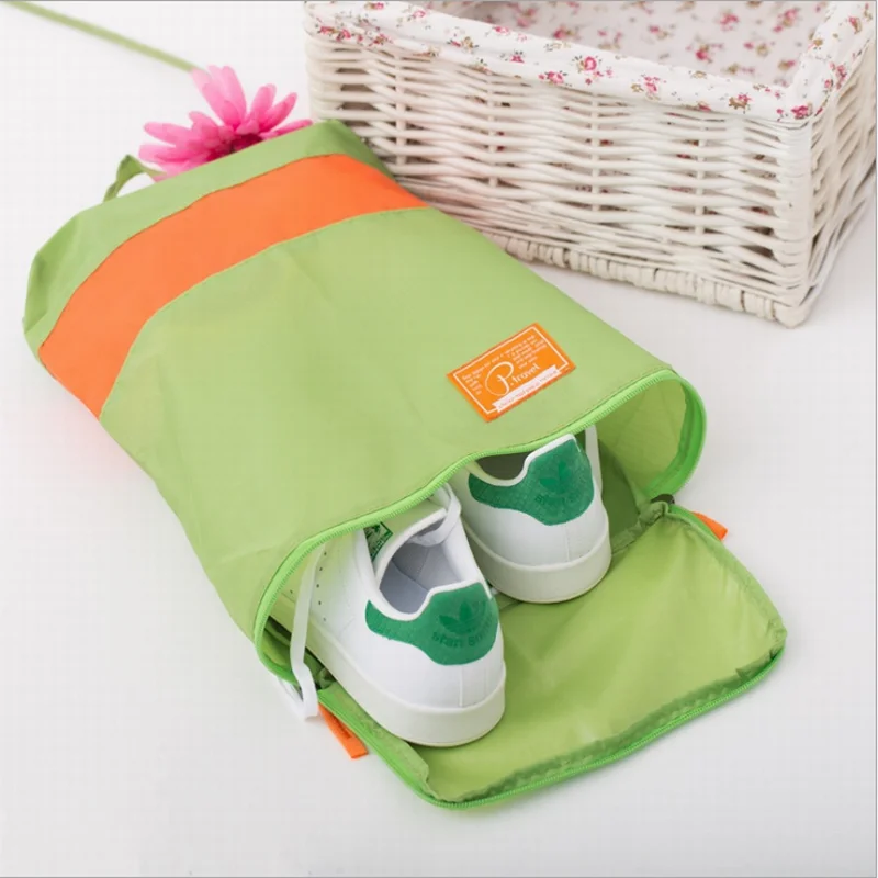 P.travel Custom Printed Travel Waterproof Nylon Drawstring Shoe Bag