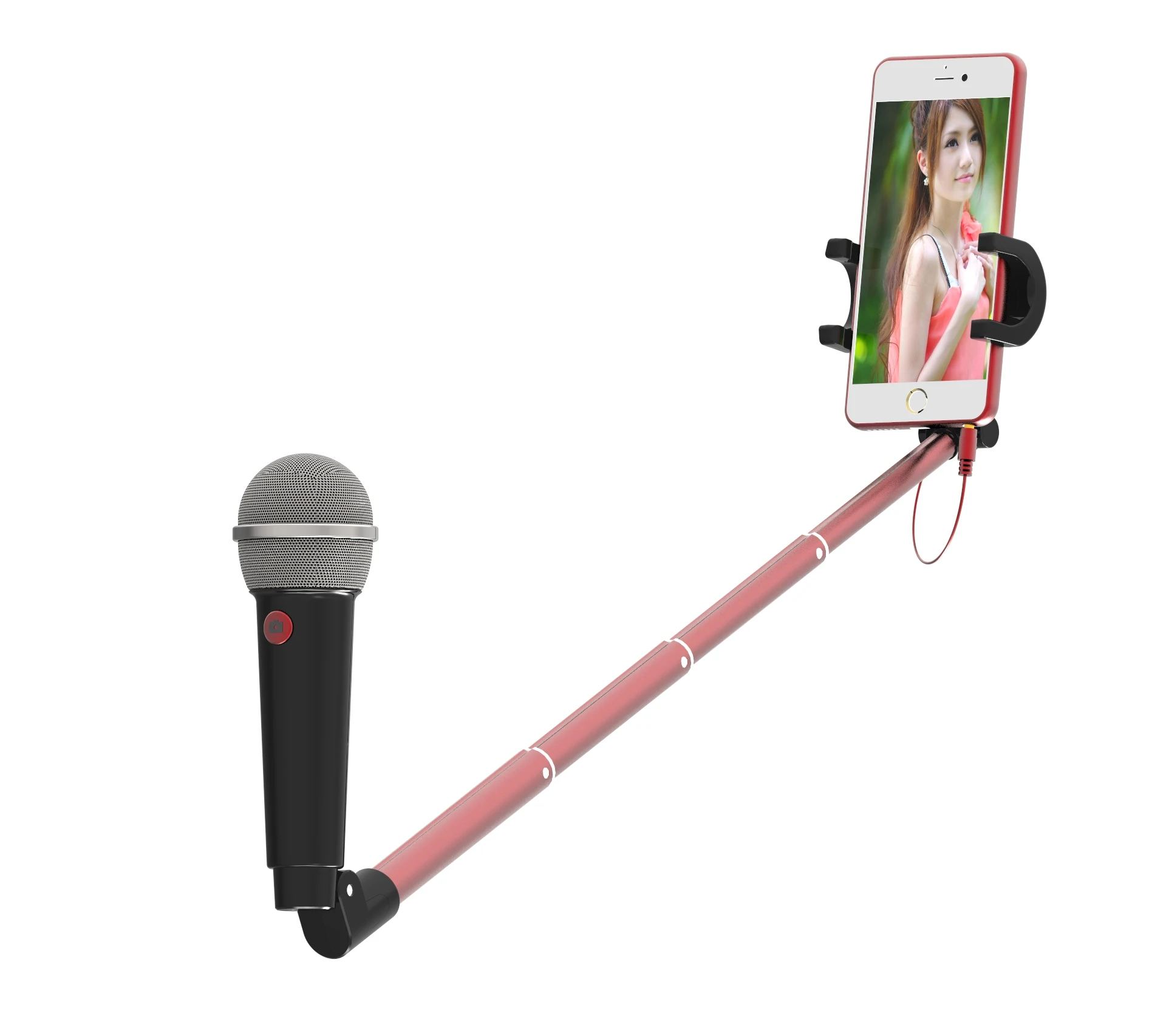 
Factory wholesale Sing along microphone selfie stick Mic Music Set aluminum selfie stick for all smart phone 