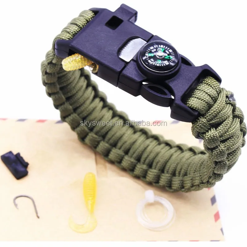 paracord survival bracelet fish hook