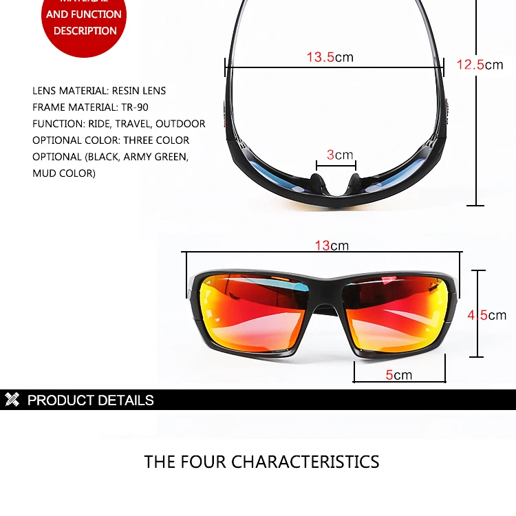 Men Sunglasses Polarized UV400 4 Lenses Army Ballistic Test Bullet Proof Eyewear 