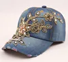 hand made flower Leisure jean Hat women point drill pearl cowboy hat baseball cap jeans denim baseball adjustable hat
