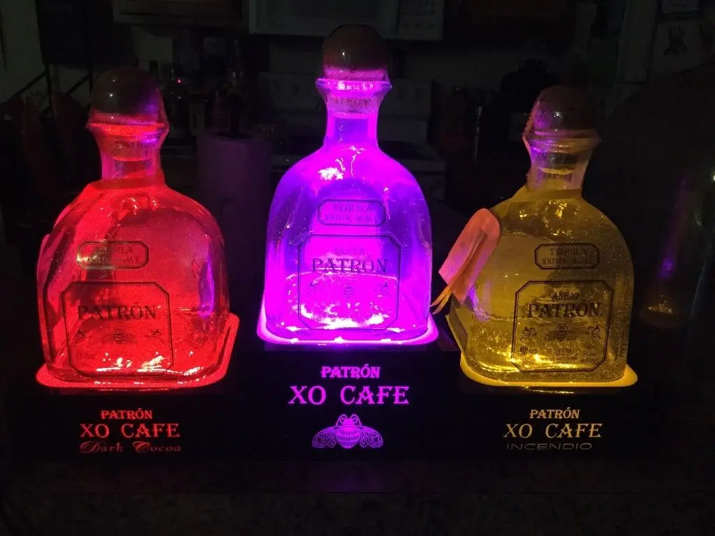 Patron Tequila Led Lighted Up Bottles Display Stand Buy Counter Top