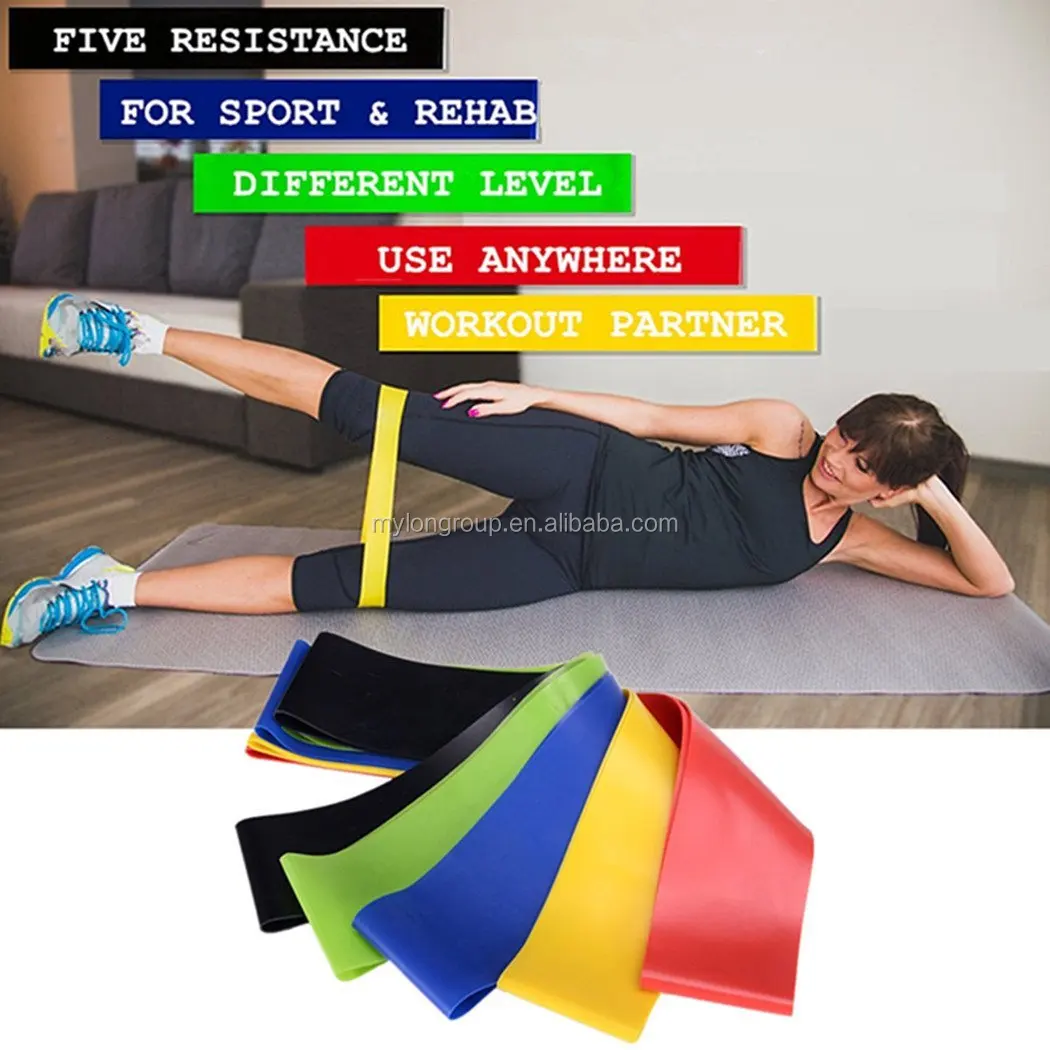Resistance Bands (set Of 5) Exercise Bands For Stretching Physical