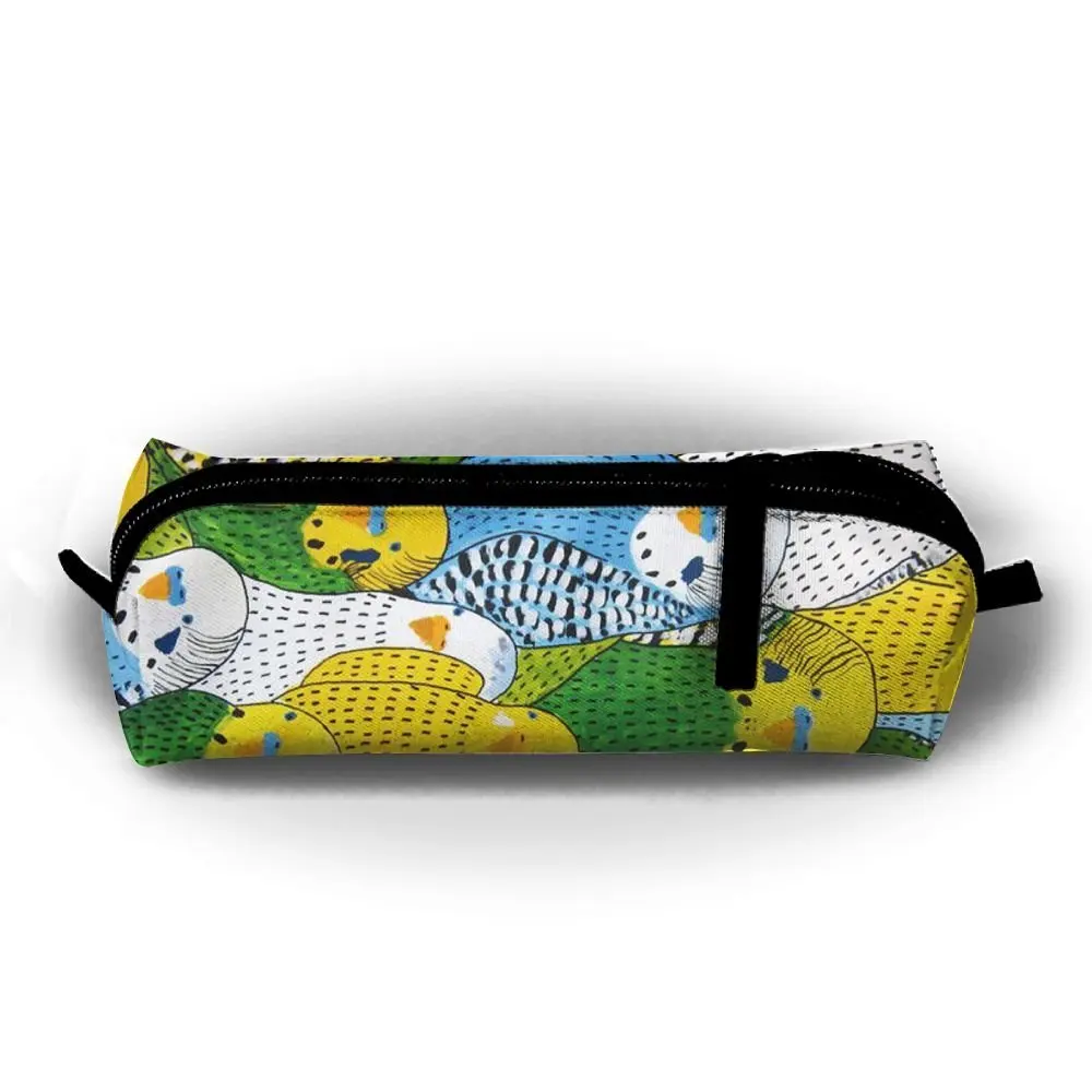 GS-wall Watercolor Parakeet Parrots Bird Pen Bag Pencil Case Cosmetic Makeup Bag Pouch Purse For School Office Travel