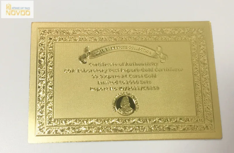 Certificate Of Authenticity 24k Gold Foil For Collection Buy