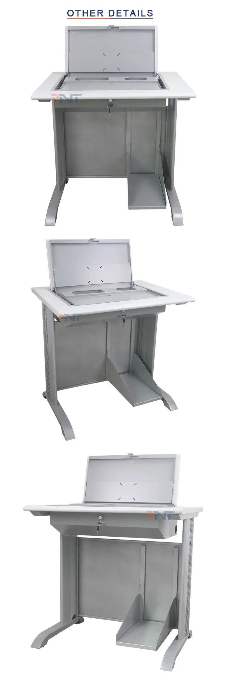Bnt Flip Top Student Computer Desk With 22inch Flip Up Monitor Case