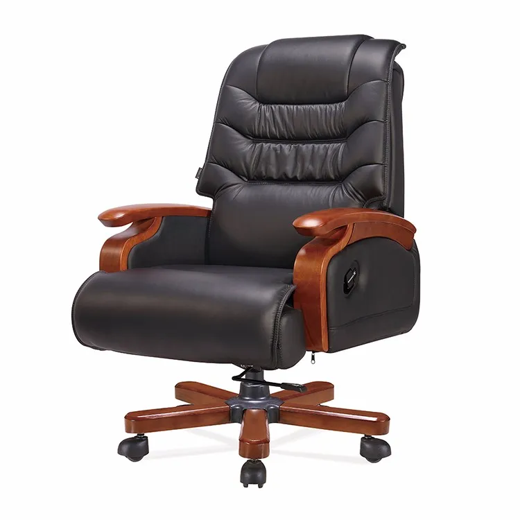 Real Leather Ceo Office Chair High Quality Office Chair Wood Bases For ...