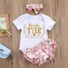 3PCS/Set Cute Newborn Baby Girl Clothes Worth The Wait Baby Bodysuit Romper+Ruffles Tutu Skirted Shorts Headband Outfits