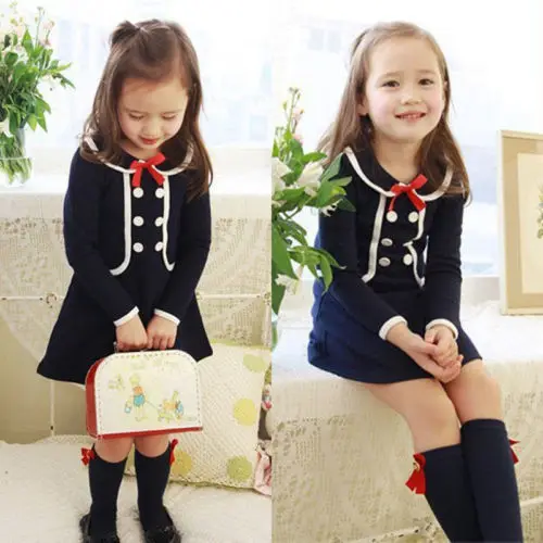 2015 Autumn new arrival Christmas Baby Girls Princess long sleeve Polka Dot Bow Party font b