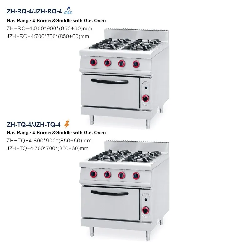 High Capacity Electric Industrial Gas Stove With Oven 4burner Gas