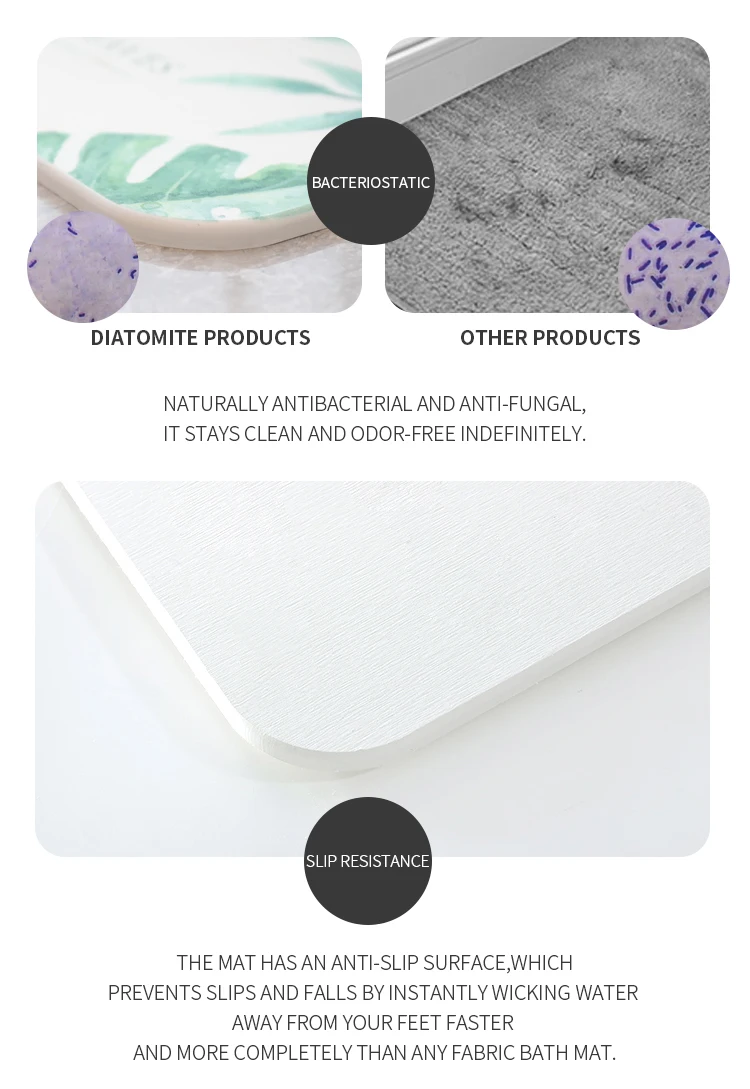 Wholesale  diatomaceous earth fast drying printed water absorbent bath mat