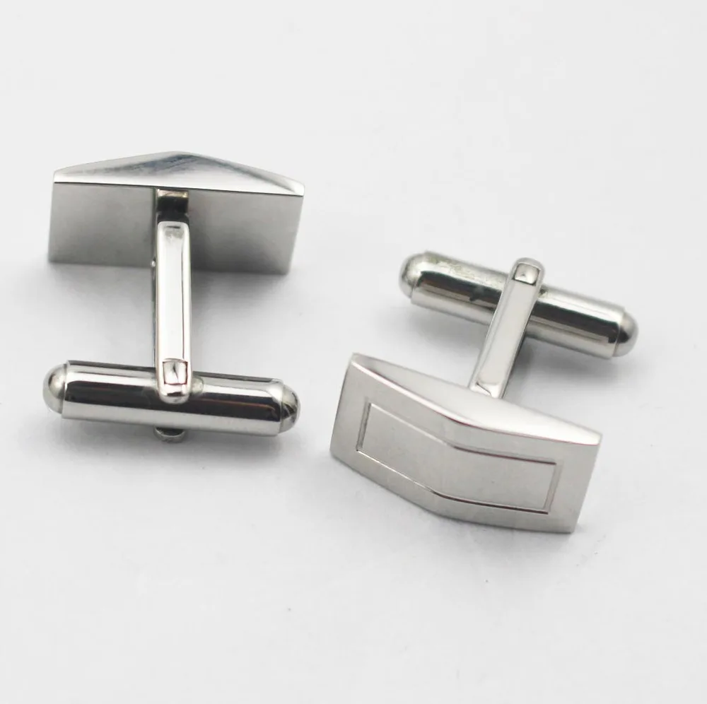 Blank Stainless Steel Rectangle Plain Silver Cufflinks For Men And ...