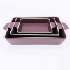 Unglazed textured rim 3-pieces stoneware glazed bakeware ceramic baking dish