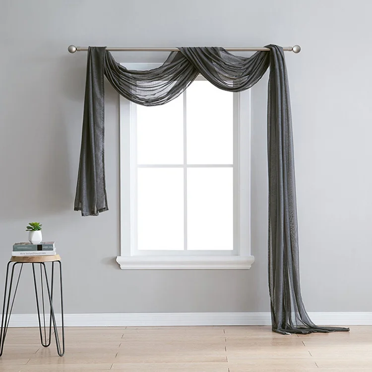 Elegant simple color customized polyester scarf curtain