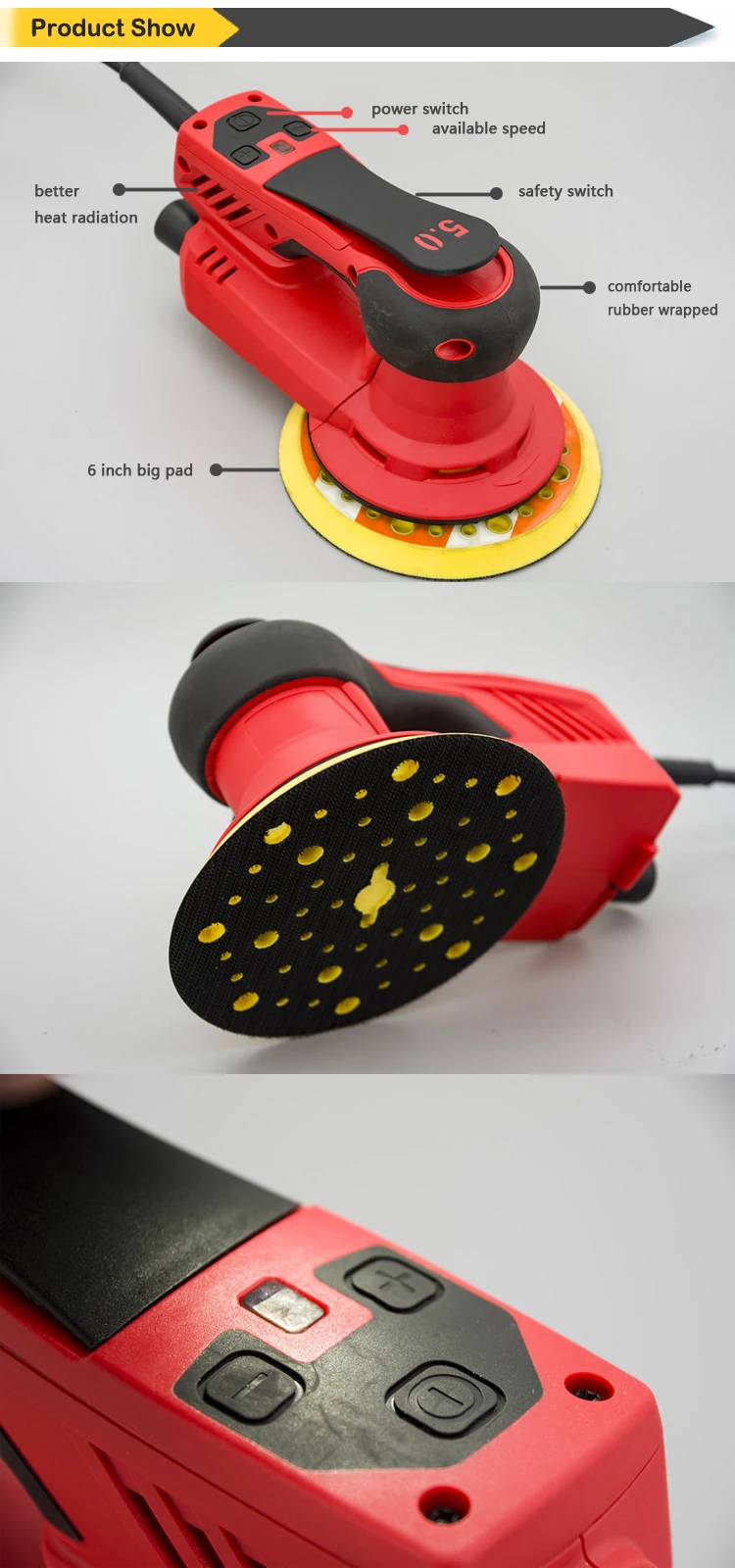 Brushless Orbital Straight Line Mini Electric Sander Machine Orbital