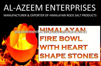 100 Himalayan Fire Bowl With Heart Stones Lamps Rock Salt Fire