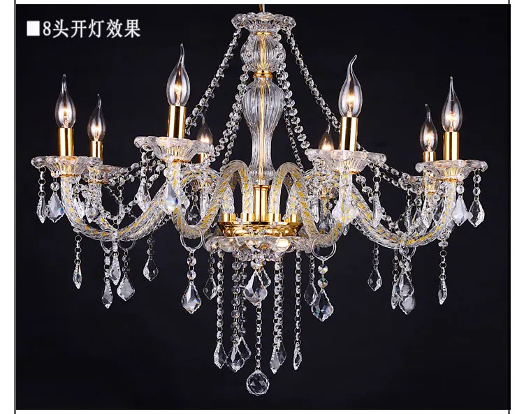 Golden crystal chandelier transparent glass chandelier luxury hotel lighting