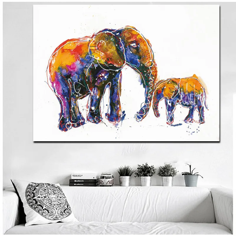 5 Panel Framed B&W Herd of Migrating Elephants Modern Wall Art Canvas HD Print