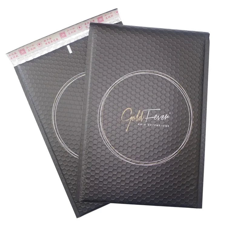 2019 Custom Made Matte Black Bubble Mailer Foil Envelope Shiny Black