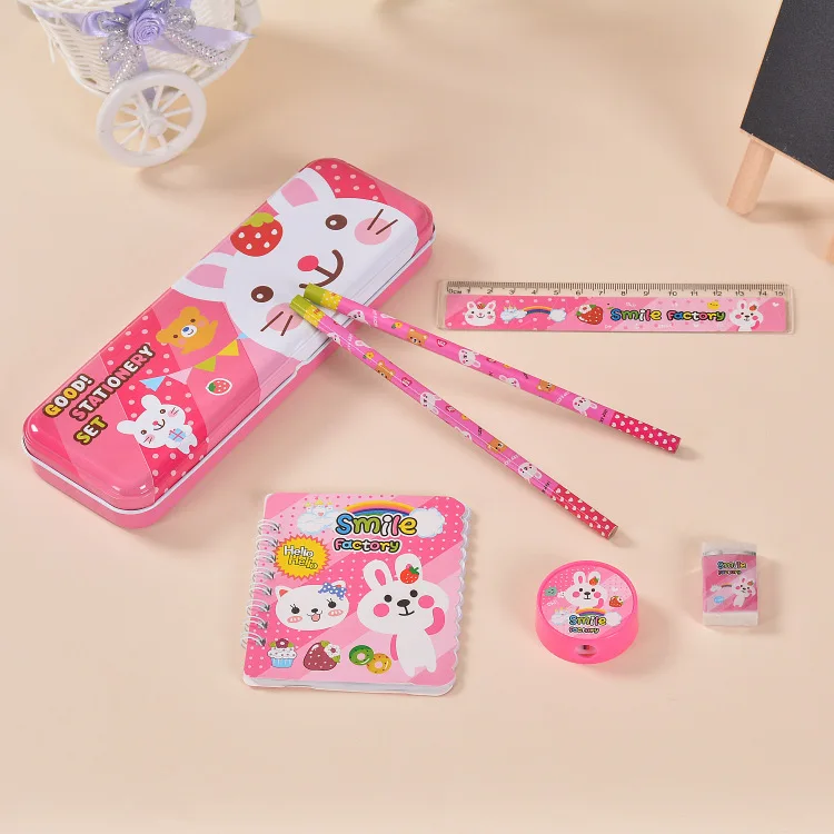 Low price creative kids cute gift stationery set with pencil case for student