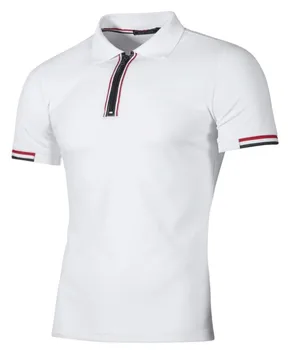 New Design 87%cotton 13%polyester Jersey Zip Stripes Polo Shirt Blank ...