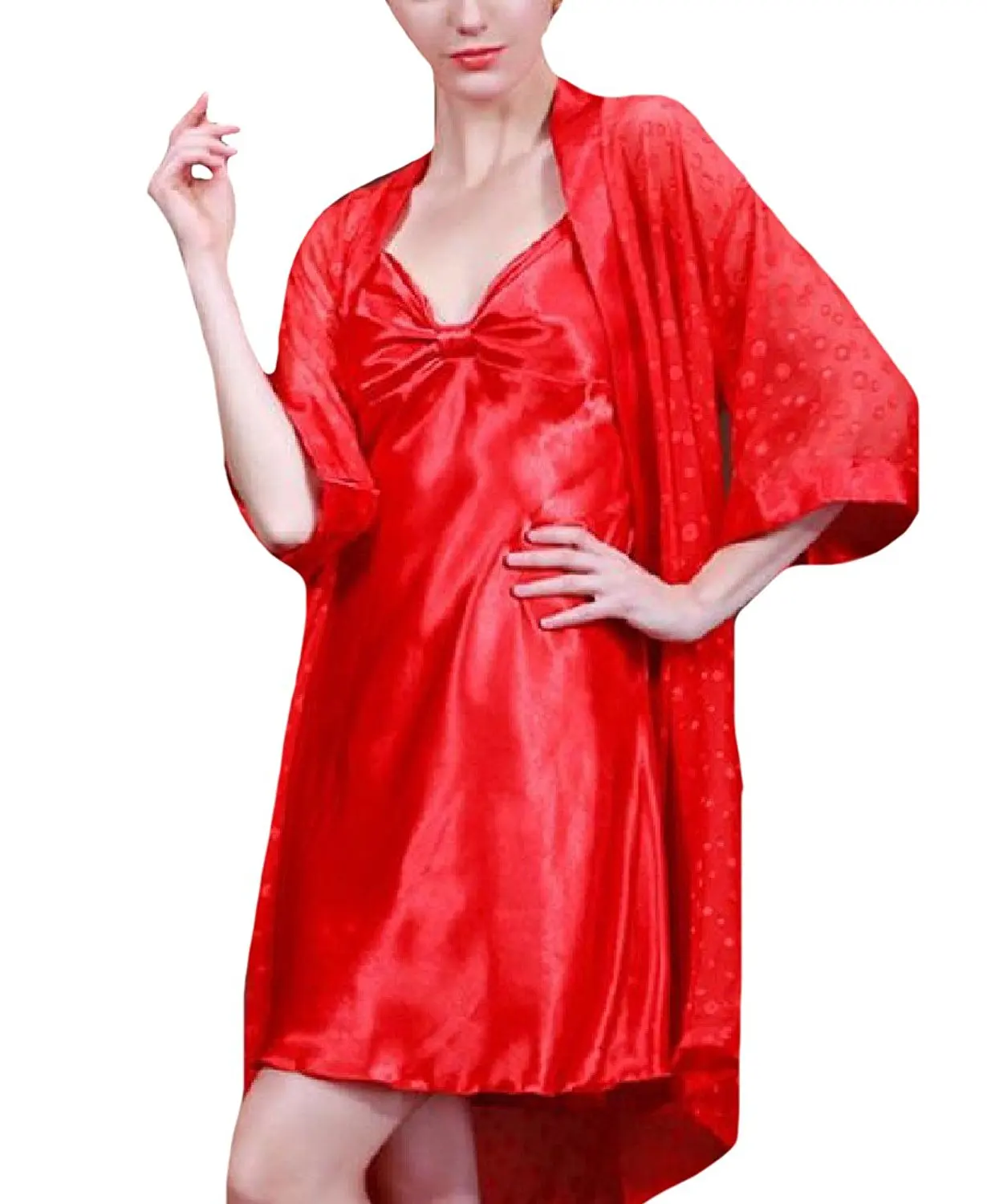 Zago Men Smooth Plus Size Charmeuse Tie Waist Loungewear Bathrobe