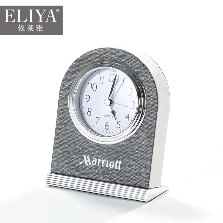 ELIYA Pu Leather Table Clock with Alarm ,alarm Clock for Hotel Radio Father's Day Mother's Day Valentine's Day NEW Baby Square