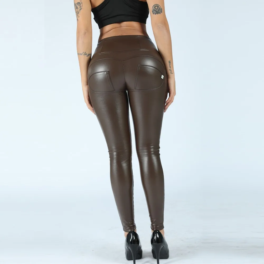 Melody Hwsml Pu Maroon Faux Leather Pants Push Up Leggings Fitness Fashion Pu Leather Pants